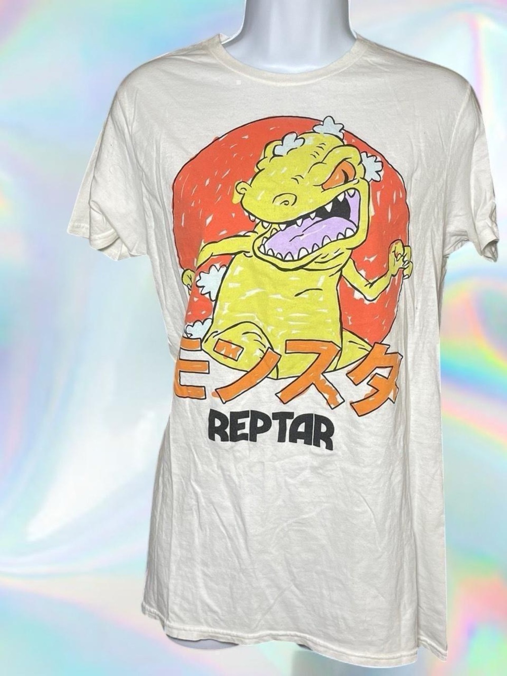 Nickelodeon Reptar Tee in White with Yellow & Orange Print